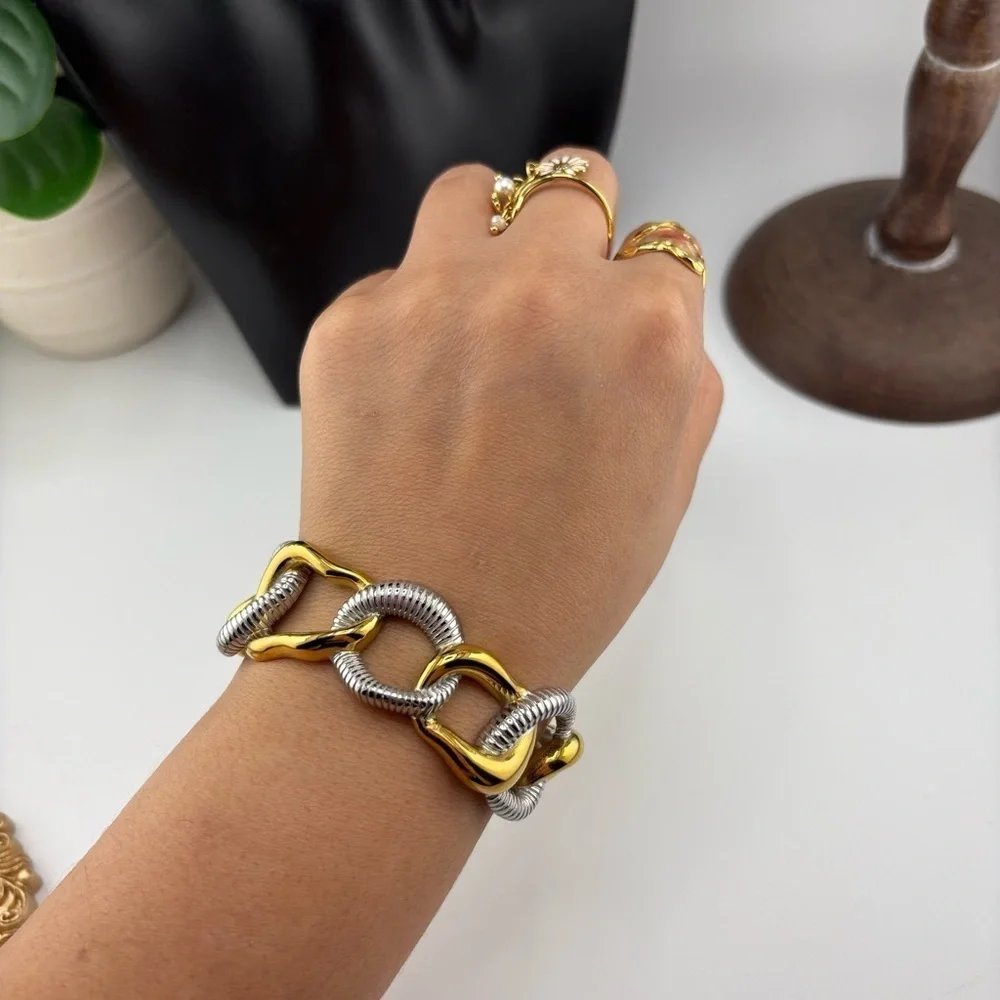 Gold & Silver Chunky Chain Bracelet ✨